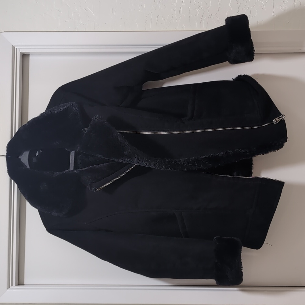 H&M Shearling Fur Coat Black